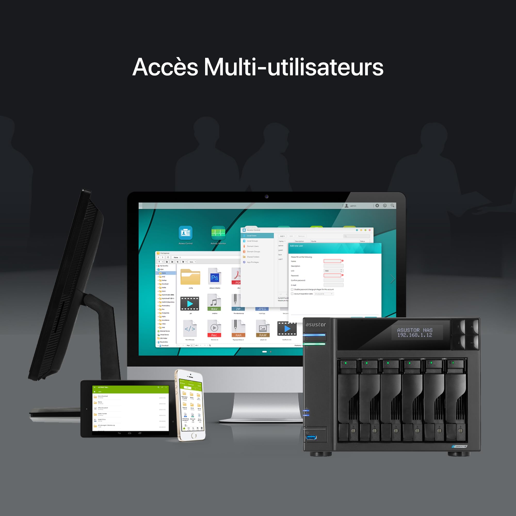 Asustor Lockerstor 6 Gen2 - AS6706T | NAS 6 Baies, processeur Quad-Core 2,0 GHz, 4 emplacements M.2 NVMe (PCIe 3.0), Double 2,5 GbE, Extensible à 10 GbE, 8 Go de RAM DDR4