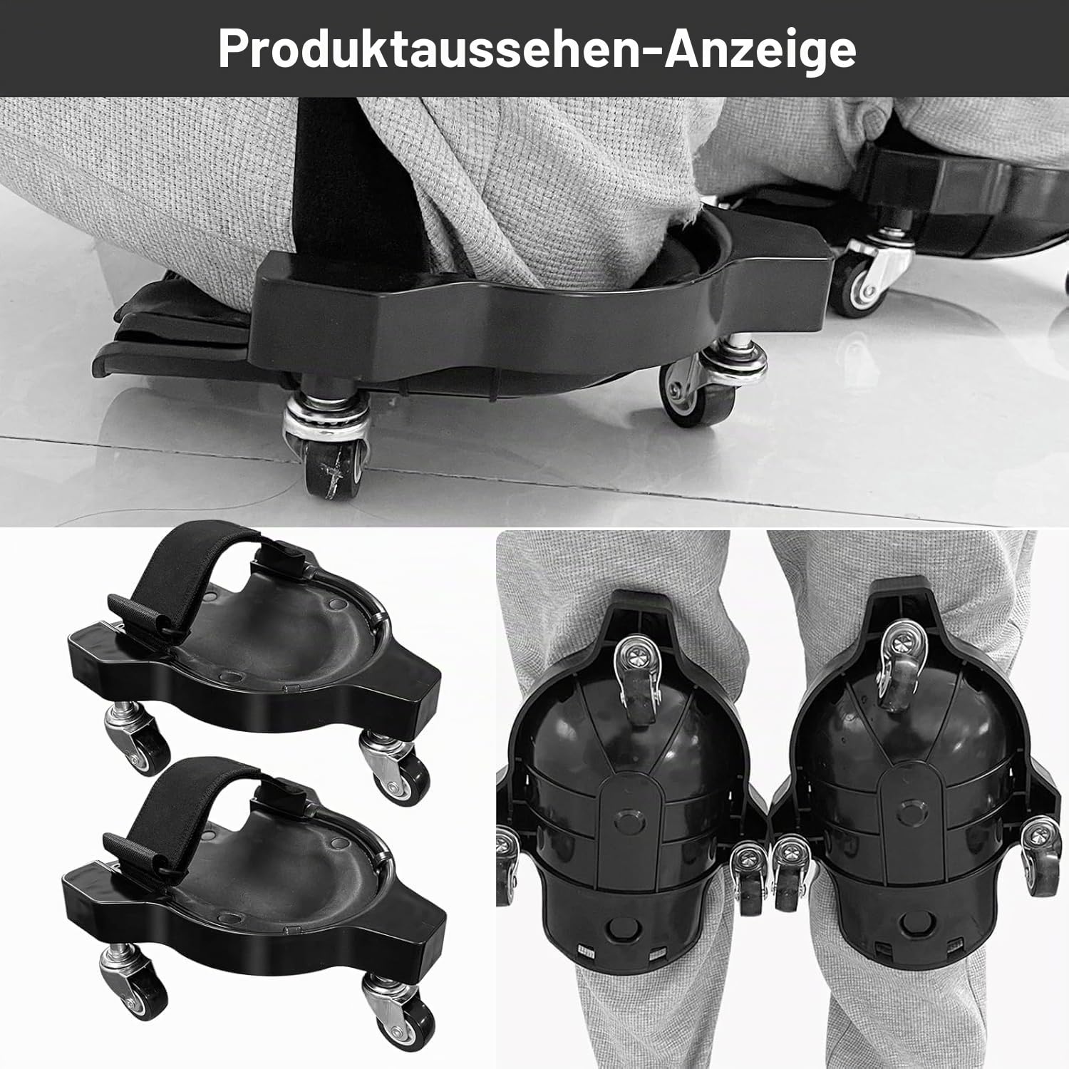 Knieschoner Arbeiten,Kneeblades Rollende Knieschützer,Kniekissen Arbeit,mit 3 Rollen,Knieschmerzen-Lindern,für Profis im Baugewerbe, Boden- und Fliesenleger,Garten- und Landschaftsbauer,1 Paar