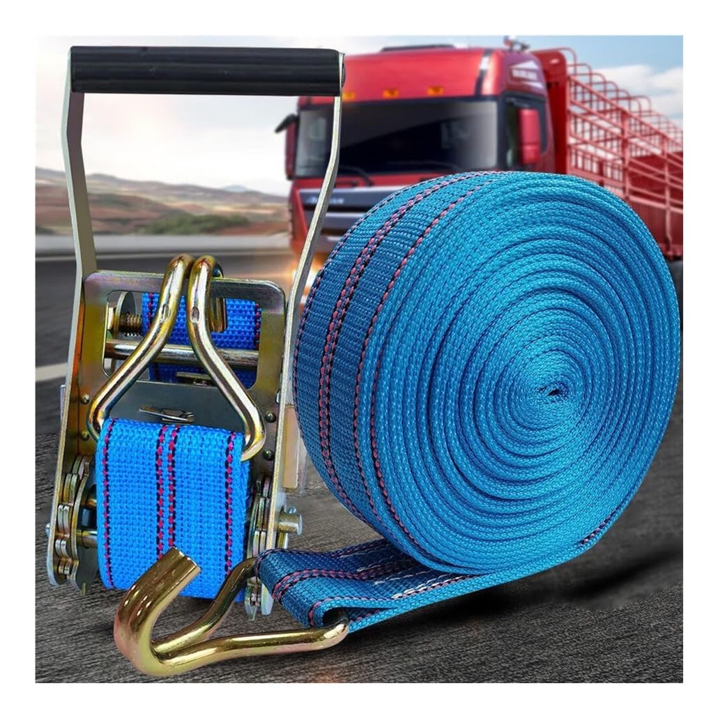 Correas de trinquete de Carga de Grado Industrial, Resistentes, de 1 a 16 m de Largo, con trinquete y Gancho Doble en J for Camiones, remolques, Kayaks(W 3.8cm/1.5in,6.0m/19.7Ft)