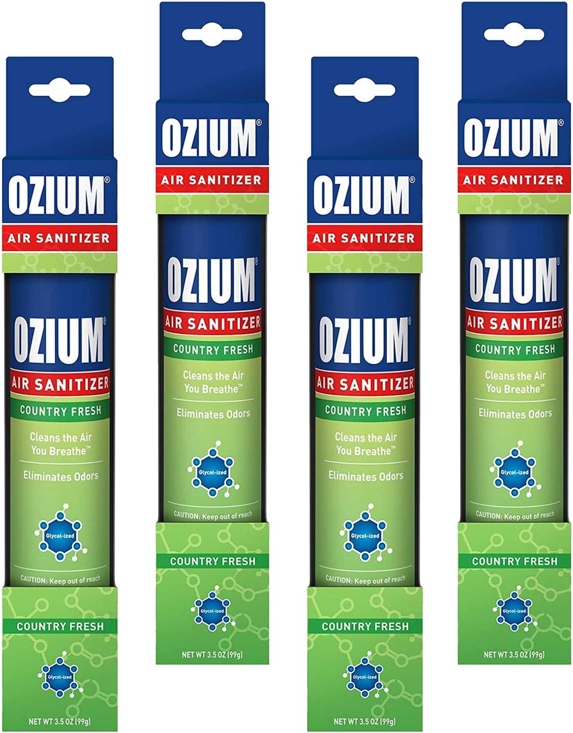 Ozium Air Sanitizer & Odor Eliminator for Homes, Cars, Offices and More, Country Fresh, 3.5 Ounce (Pack of 4)