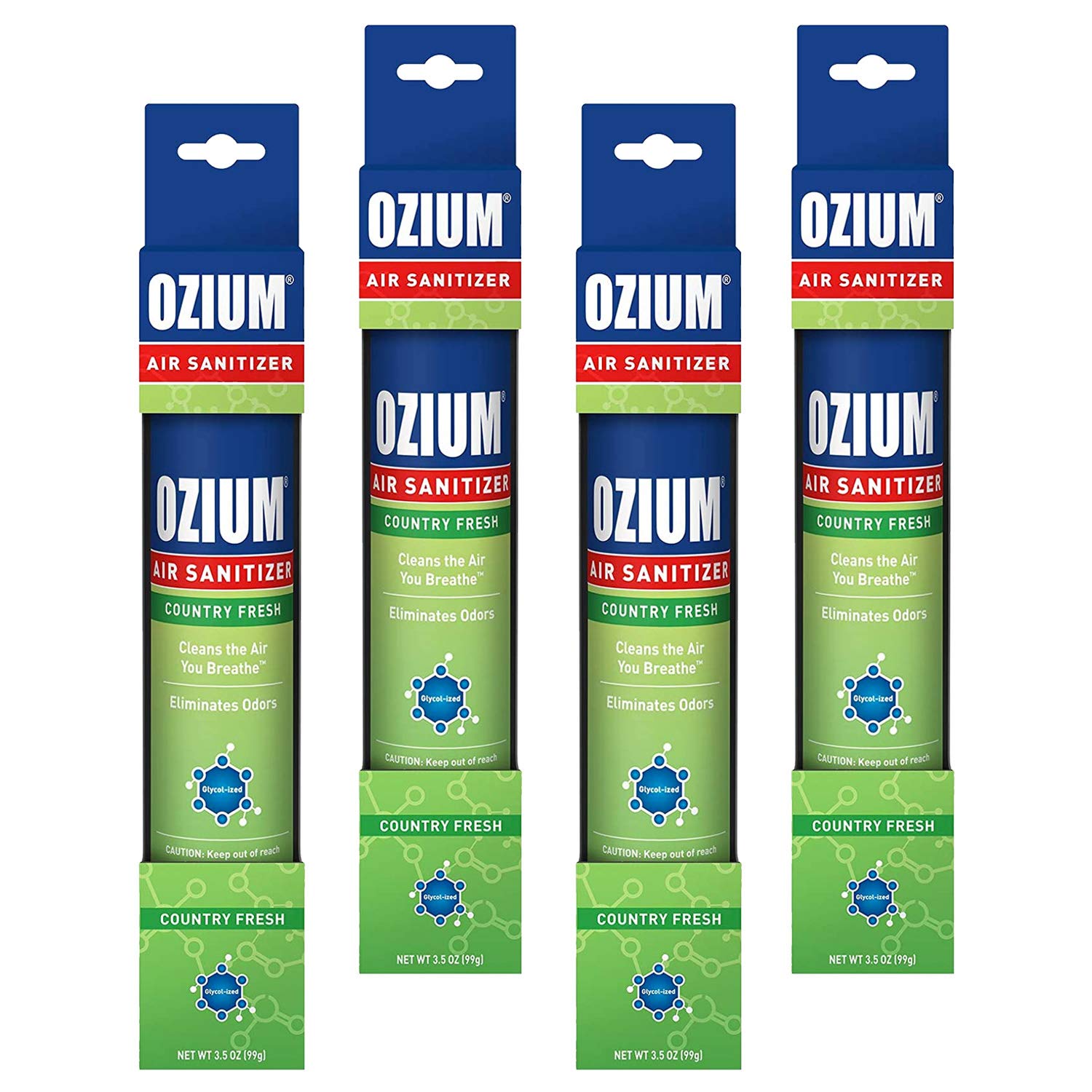 Ozium Air Sanitizer & Odor Eliminator for Homes, Cars, Offices and More, Country Fresh, 3.5 Ounce (Pack of 4)
