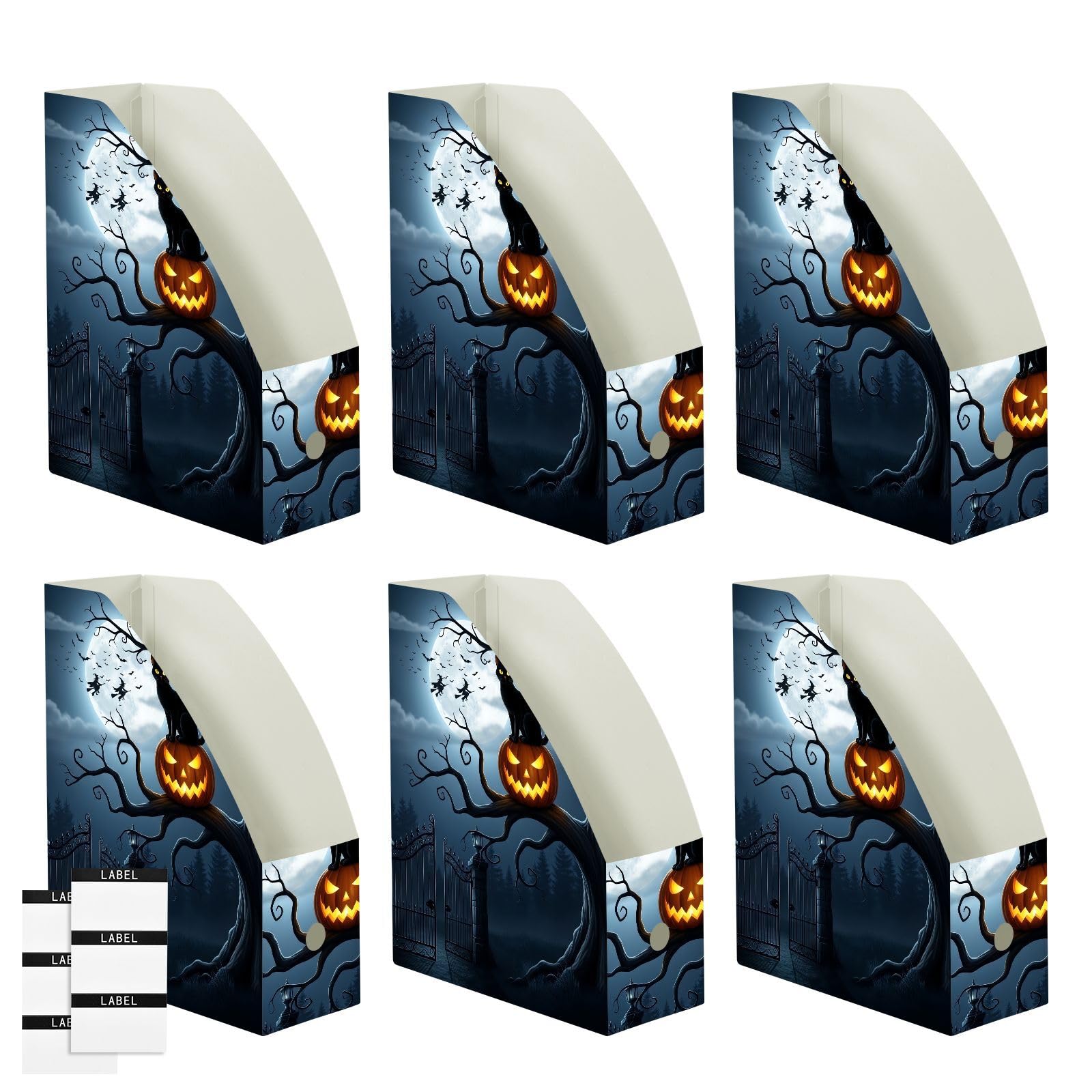 Accattivante organizzatore di file nero gatto di Halloween per scrivania
