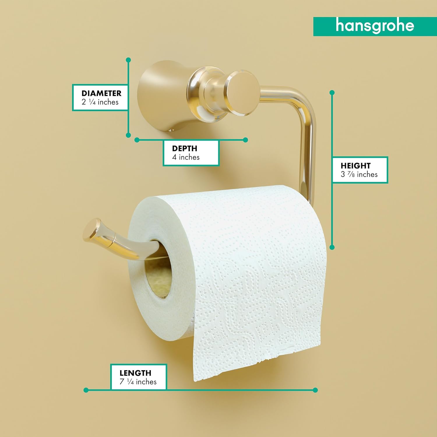 hansgrohe Joleena Toilet Paper Holder 5-inch Transitional Accessories in Polished Nickel, 04787830, 7.25-Inches Wide