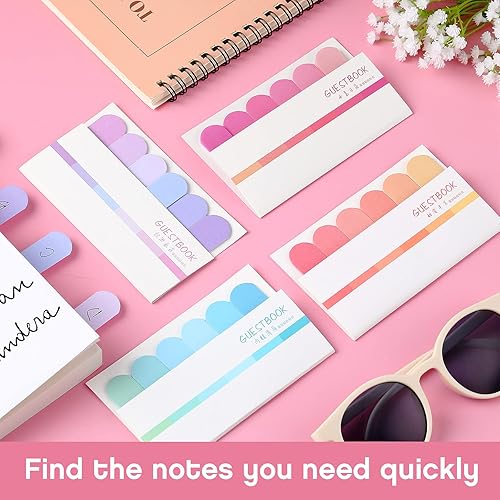 Miniatura 5 de Marspark 960 pestañas de libro para anotar notas coloridas Morandi de 3 pulgadas, pestañas adhesivas de índice, notas transparentes, páginas para