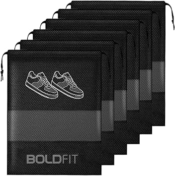 Boldfit Shoe Bags for Travel Essentials, Portable Dust-Proof Shoe Storage Covers for Packing, Travel Organizer for Women & Men, Shoe Bags with Rope, Pack of 6