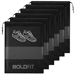 Boldfit Shoe Bag for Travel Bag for Man & Women Shoe Cover for Storage at Home Gym Reusable Travelling Accessories Organizer Pouch Travel Essentials Footwear Bags for Travelling Men -Pack of 6, Black