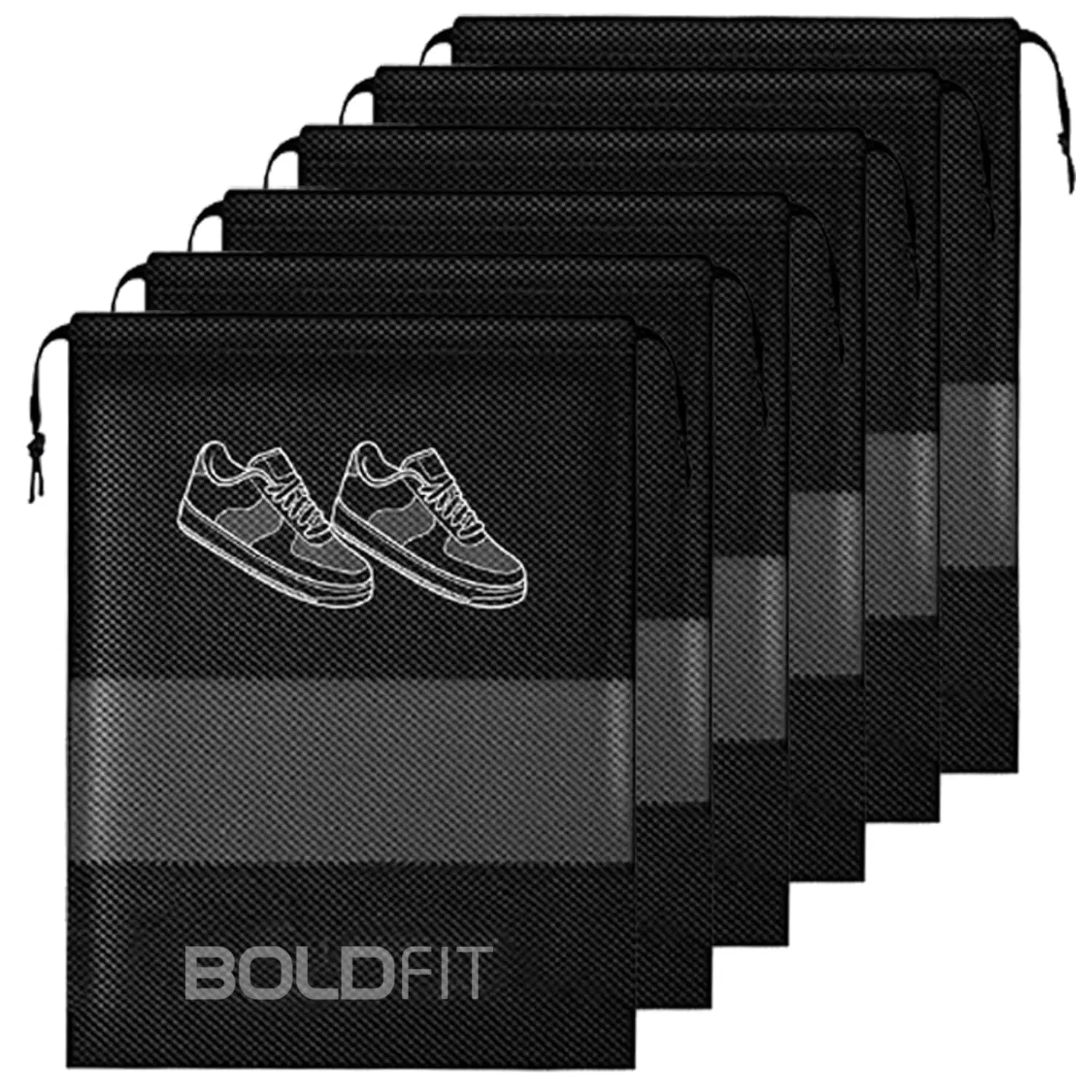 Boldfit Shoe Bag for Travel Bag for Man & Women Shoe Cover for Storage at Home Gym Reusable Travelling Accessories Organizer Pouch Travel Essentials Footwear Bags for Travelling Men -Pack of 6, Black - 68% off at DetectaDeal