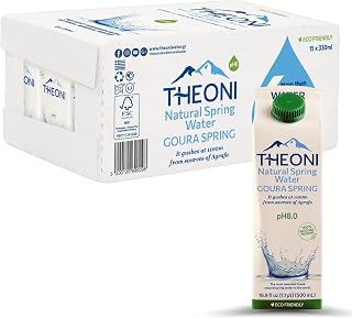 THEONI Natural Mineral Water - Pristine Greek Spring Water in Eco-Friendly Carton - pH 8, Low TDS -Imported from Greece - 16.9 Fl. Oz. (Pack of 15)