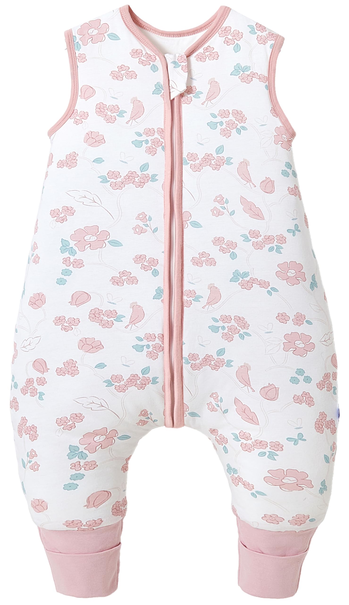 Chilsuessy Winter Baby Sleeping Bag with Feet 2.5 TOG Warm Baby Sleep Sack with Legs 100% Cotton Toddler Wearable Blanket Walker Sleep Sack for Boys and Girls 2.5 Tog/Pink Flowers
