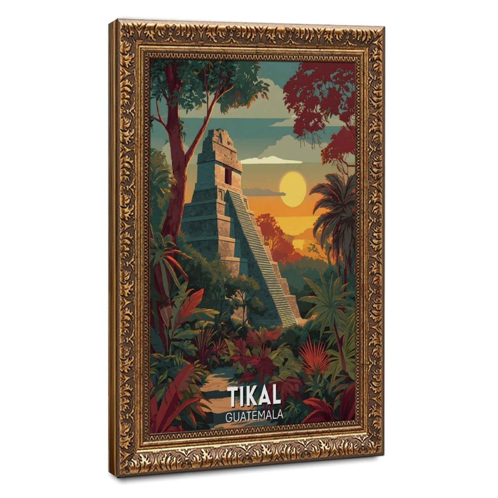 Bareronor Tikal, Guatemala, Mayan Ruins Canvas Poster Bedroom Decor Landscape Office Room Decor Gift 20" L X 30" W