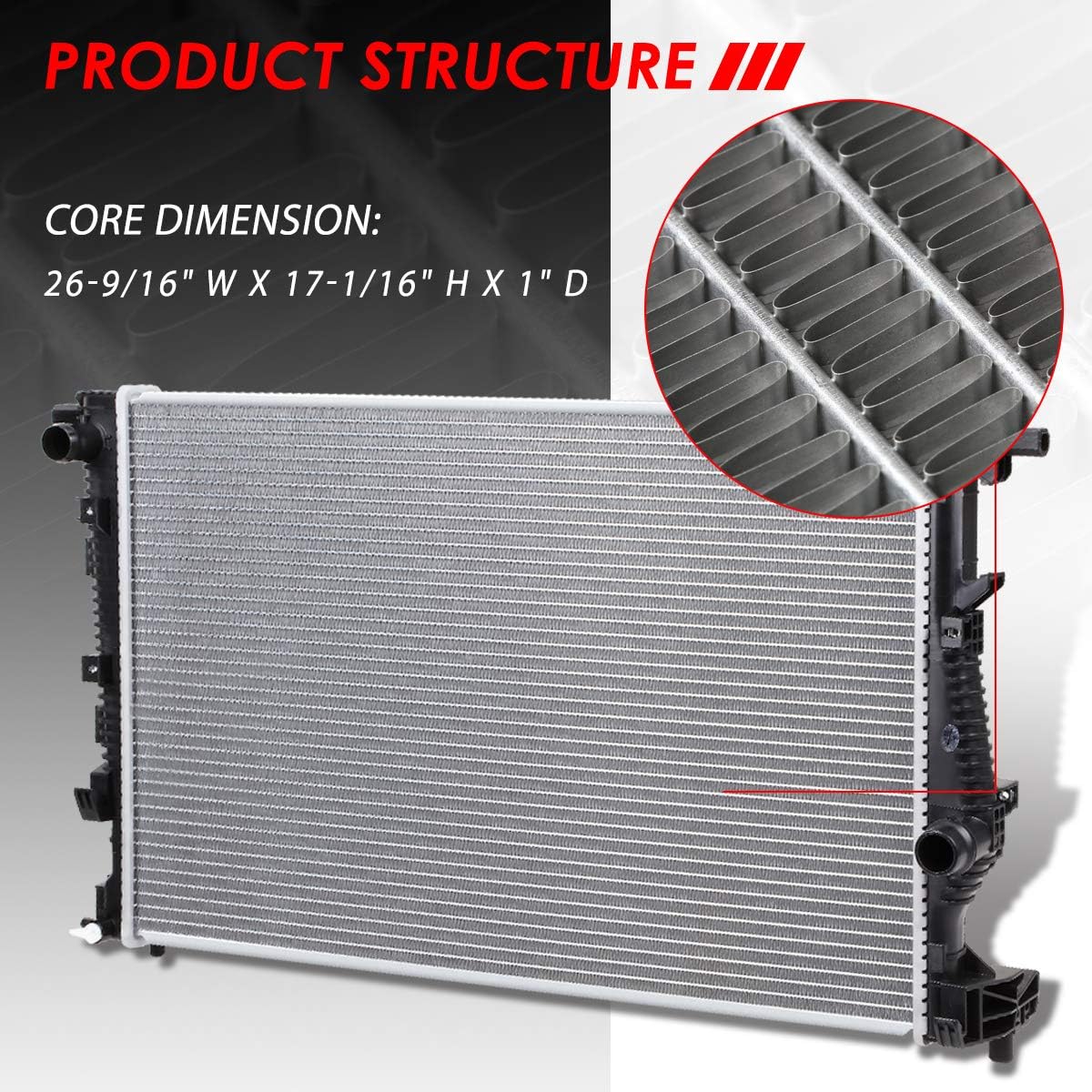 Auto Dynasty Radiator Compatible with 2014-2018 Jeep Cherokee AT MT, DPI 13401 Factory Style 1-Row Cooling Radiator, Aluminum Core