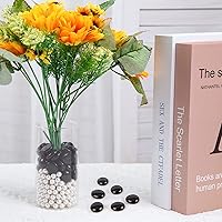 Vista 8 de FUTUREPLUSX Canicas de vidrio plano negro de 1 libra, relleno de jarrón de guijarros de vidrio, cuentas oscuras, pecera, gema decorativa para mesa