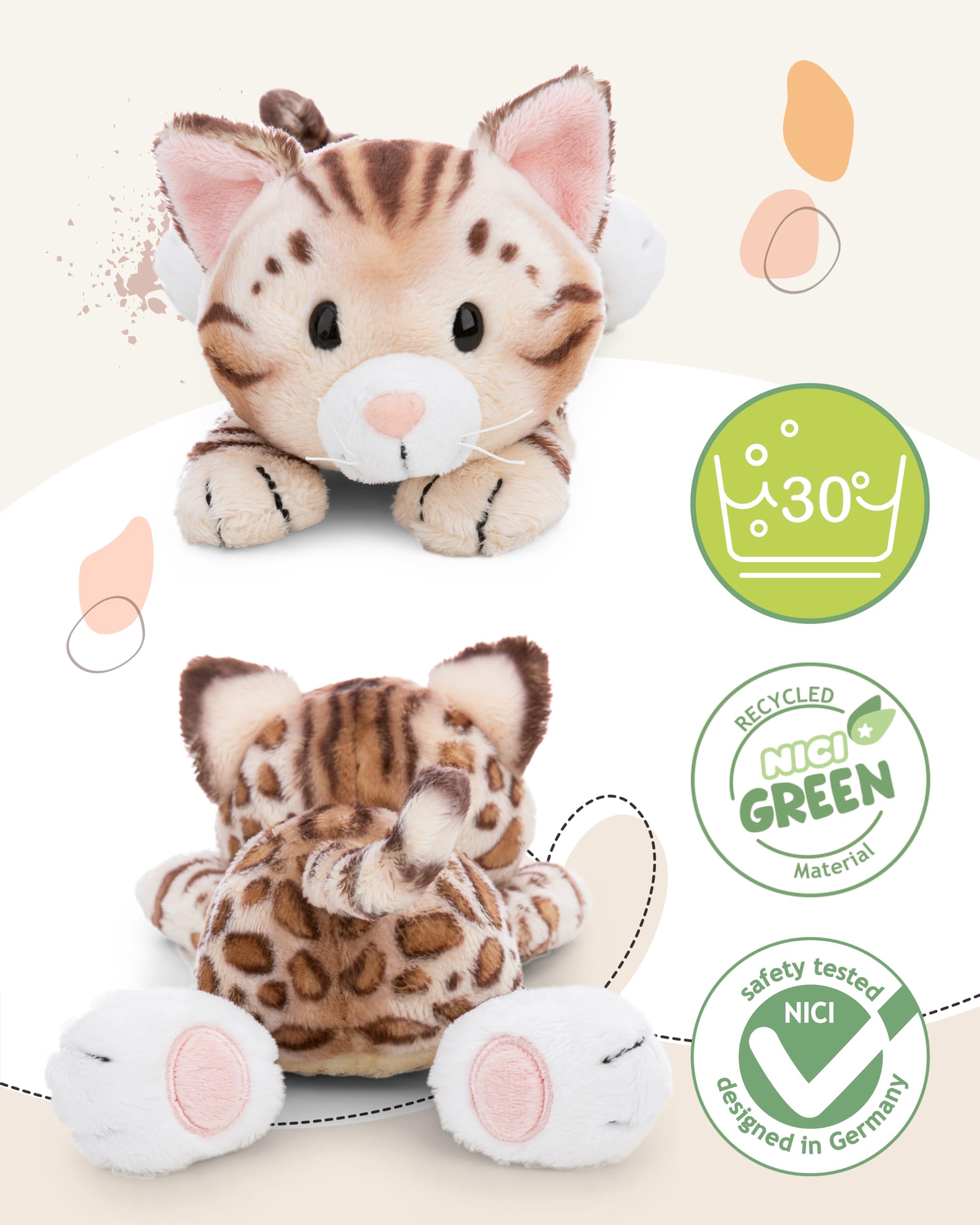 Peluche Gato De Bengala De 20 Cm – Muñeco Suave NICI Con Estampado De Leopardo, Ecológico Y Reciclado, Para Niños Y Adultos