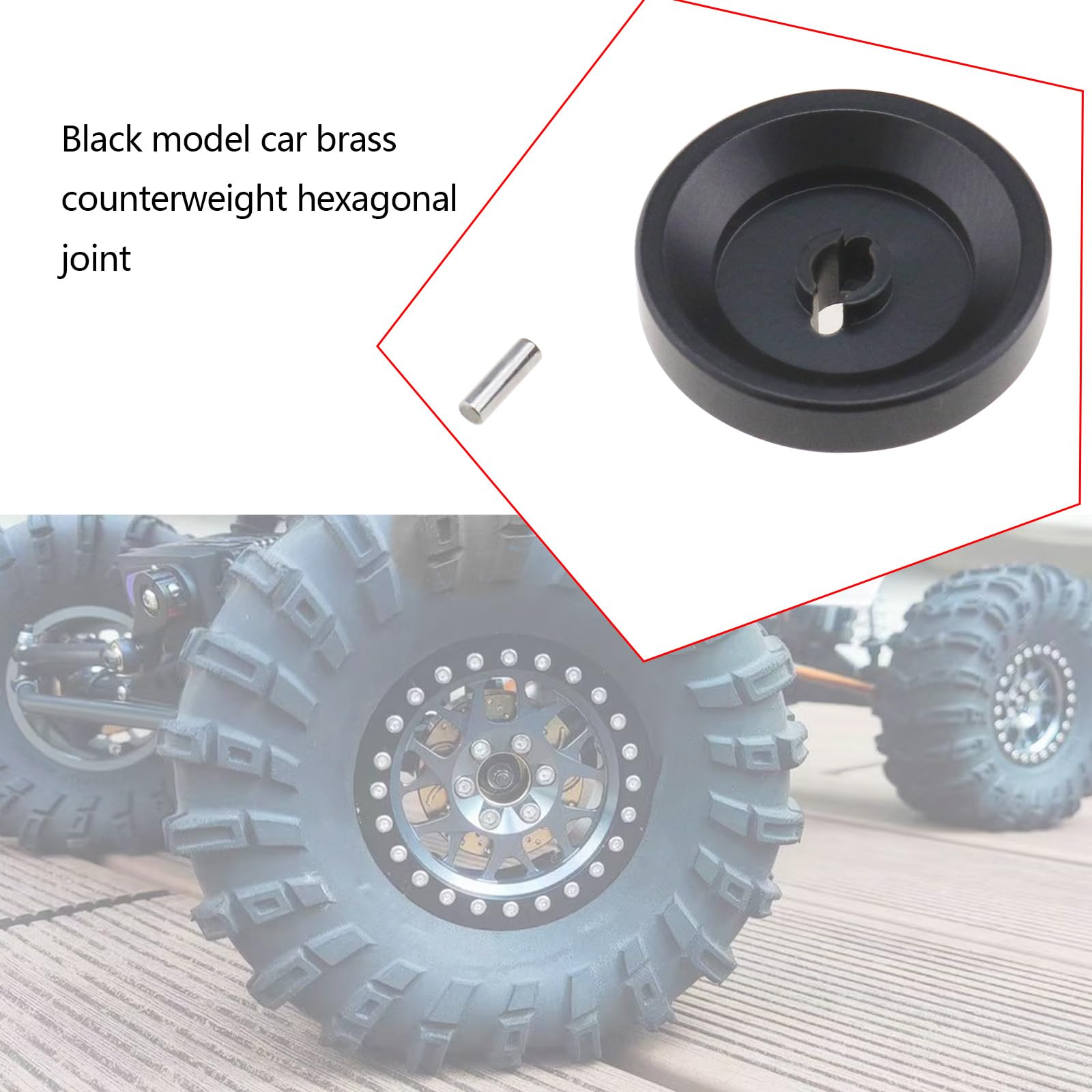 eMagTech 4Pcs Black Wheel Weights Hex Adapter Brass 7 mm Heavy Duty Wheel Hub Spacers Compatible with Axial SCX24 AXI90081 AXI00001 AXI00002 AXI00005 1/24 RC Crawler Car