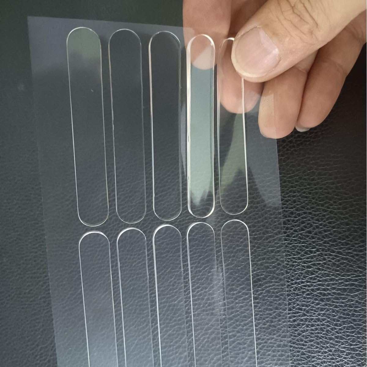 SHFTI Anti-Collision Sticker - Transparent Silicone Door Bumper Strip - Non-Marking Cabinet Handle Protector - Noise Reduction & Anti-Slip - Self-Adhesive - 6.5x1cm - Pack of 10