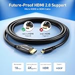 Cable Matters Haute vitesse HDMI à Micro HDMI Cable 10 (Micro) HDMI à HDMI) 4K Résolution Ready , compatible avec tablette, ordinateur portable, appareil photo, Raspberry Pi 4 et Raspberry Pi 5