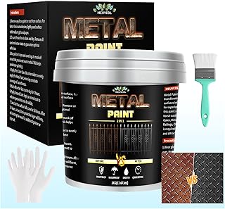 Metal Paint – 35 Floz Black Paint for Metal Surfaces, Direct to Door & Outdoor Use, Anti Rust Preventative, High Coverage, Long-Lasting Finish for Gates, Railings, Furniture, Faucet, Craft, Model
