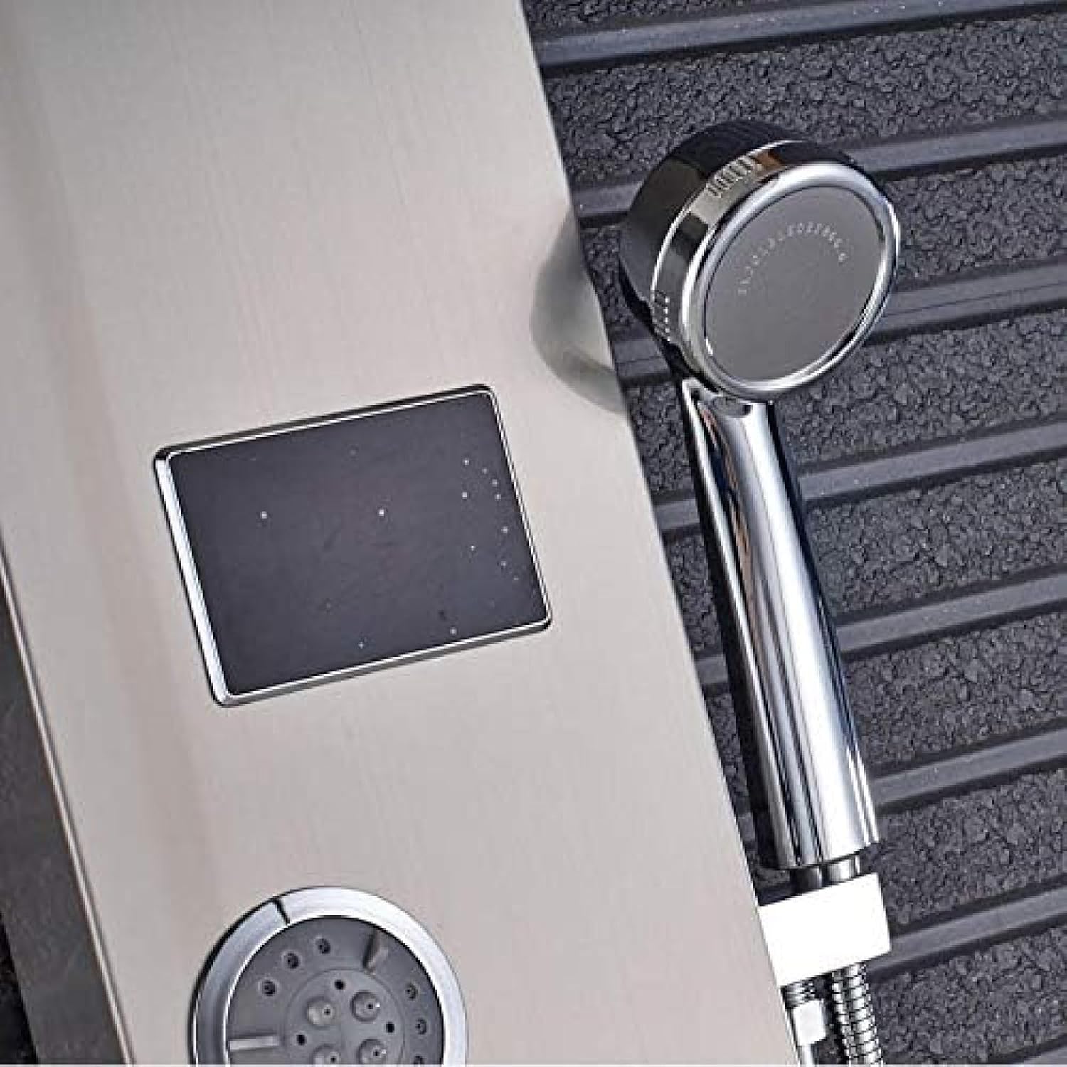 Brushed Nickel Shower Panel 3 Handles Waterfall Rain Shower Set Faucet Swivel Body Massage Jet Bath Shower Suit Shower Column
