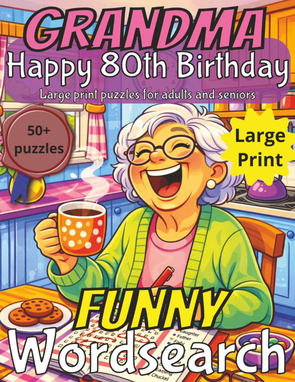 Funny 80th Birthday Word Search for Grandma: 80th Birthday Gift Grandma | Gifts for Women | Present for Senior | 80 Year old Gift | 80th Gift for ... | Fun Gift Elderly | Grandma 80th Present