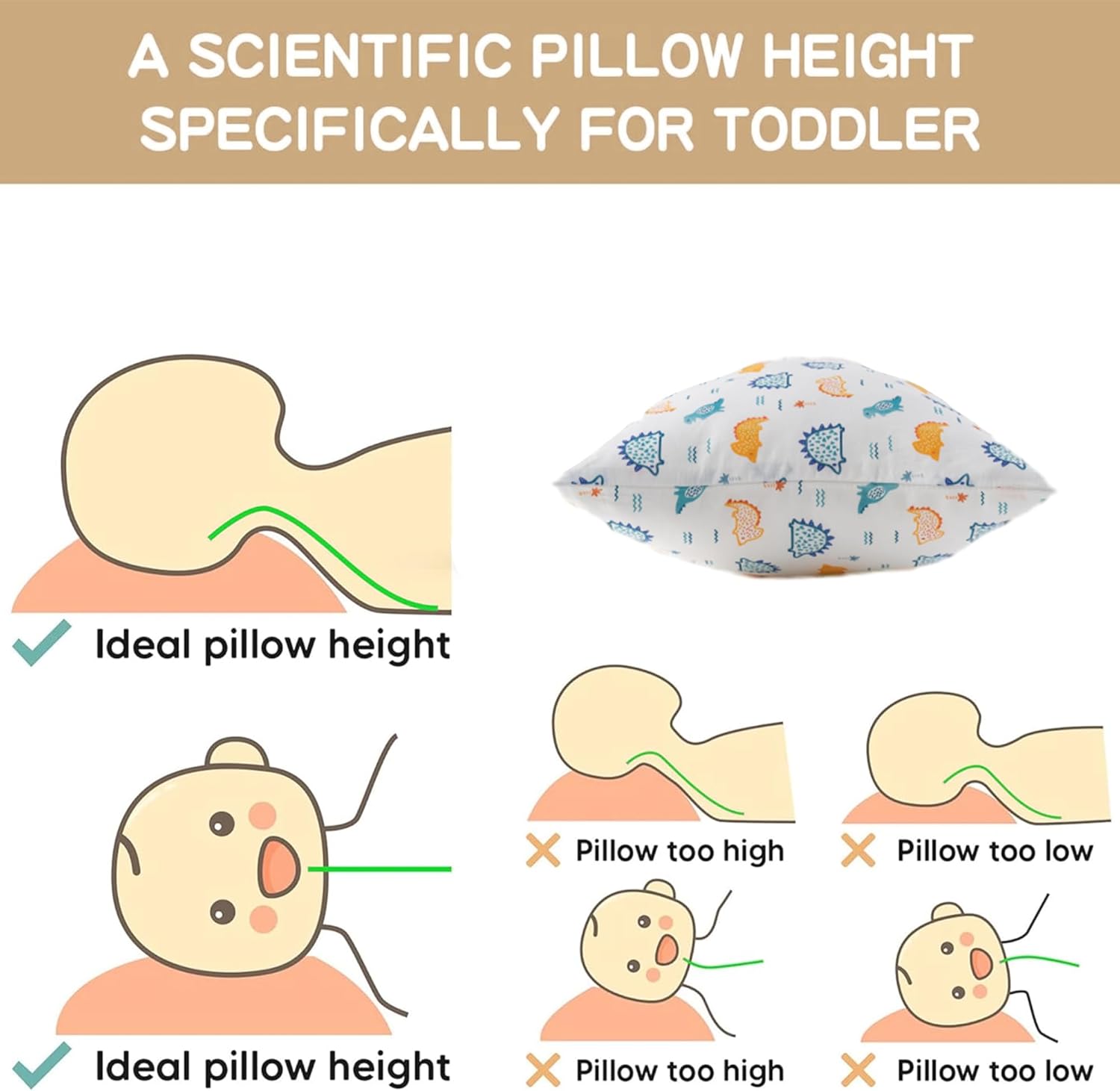 Bunnikins & Clover Toddler Pillows with Pillowcase, 13"x18" Soft Cotton Kid Pillows for Sleeping, Bedding Small Pillow for Boys and Girls Aged 2-5 Years - Image 4