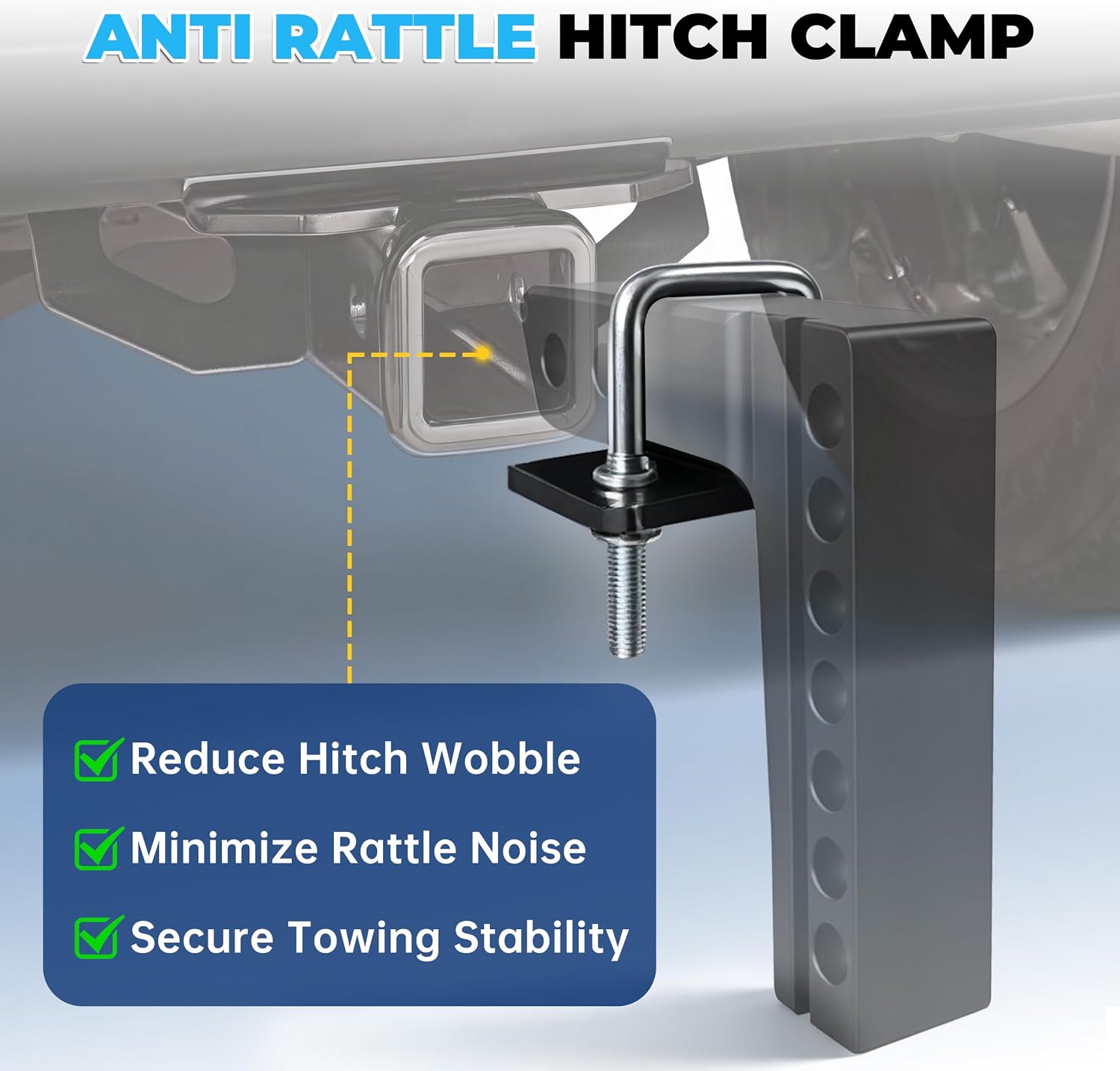 Adjustable Trailer Hitch Fits 2" Receiver, 6in Drop/Rise, Anti Rattle Hitch