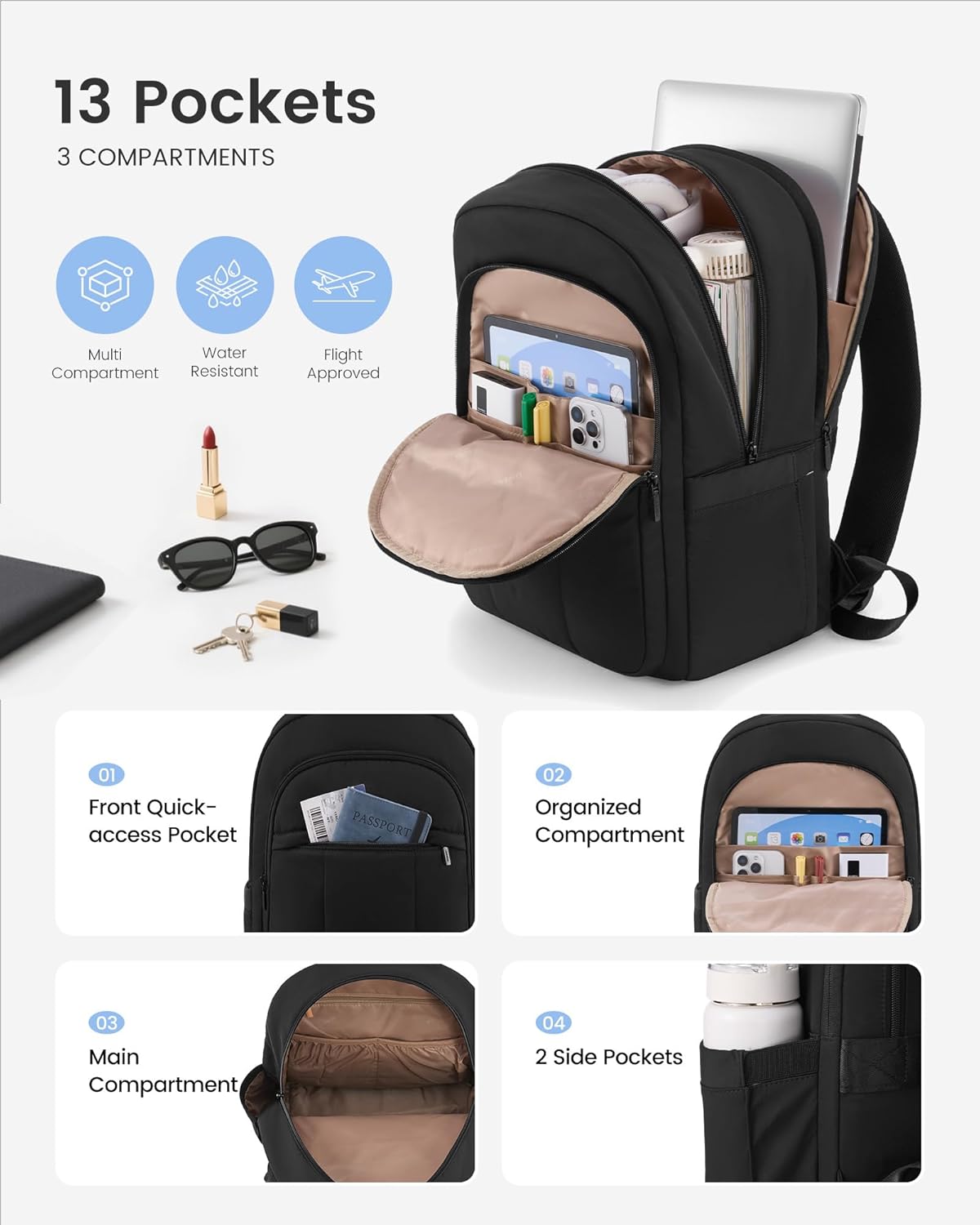 LOVEVOOK Laptop Backpack for Women, Puffer Travel Bag Fits