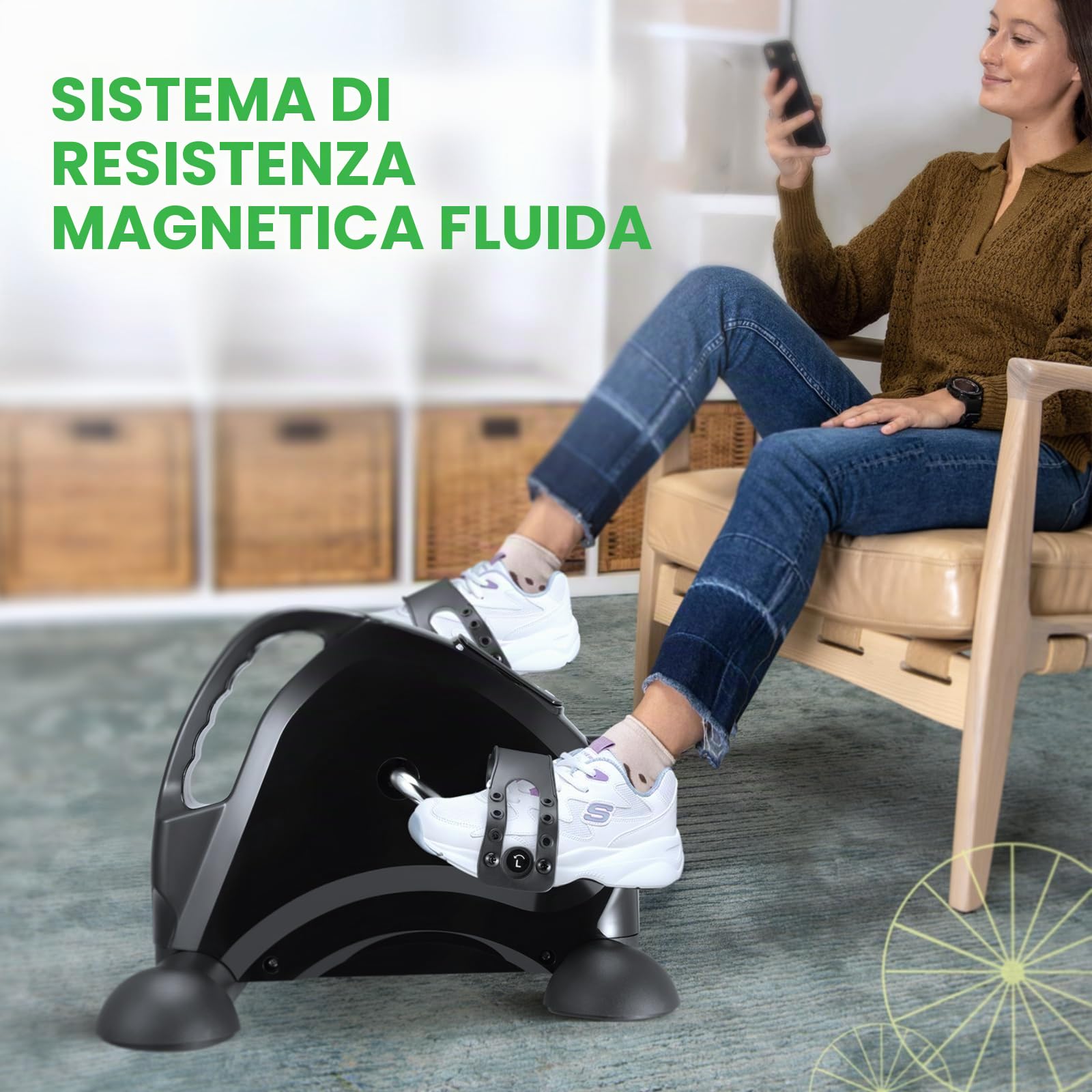 Pedali Statici per Anziani, Mini Cyclette da Casa, Pedaliera Elettrica con Schermo LCD per Allenamento di Braccia e Gambe, Livelli di Resistenza Regolabili