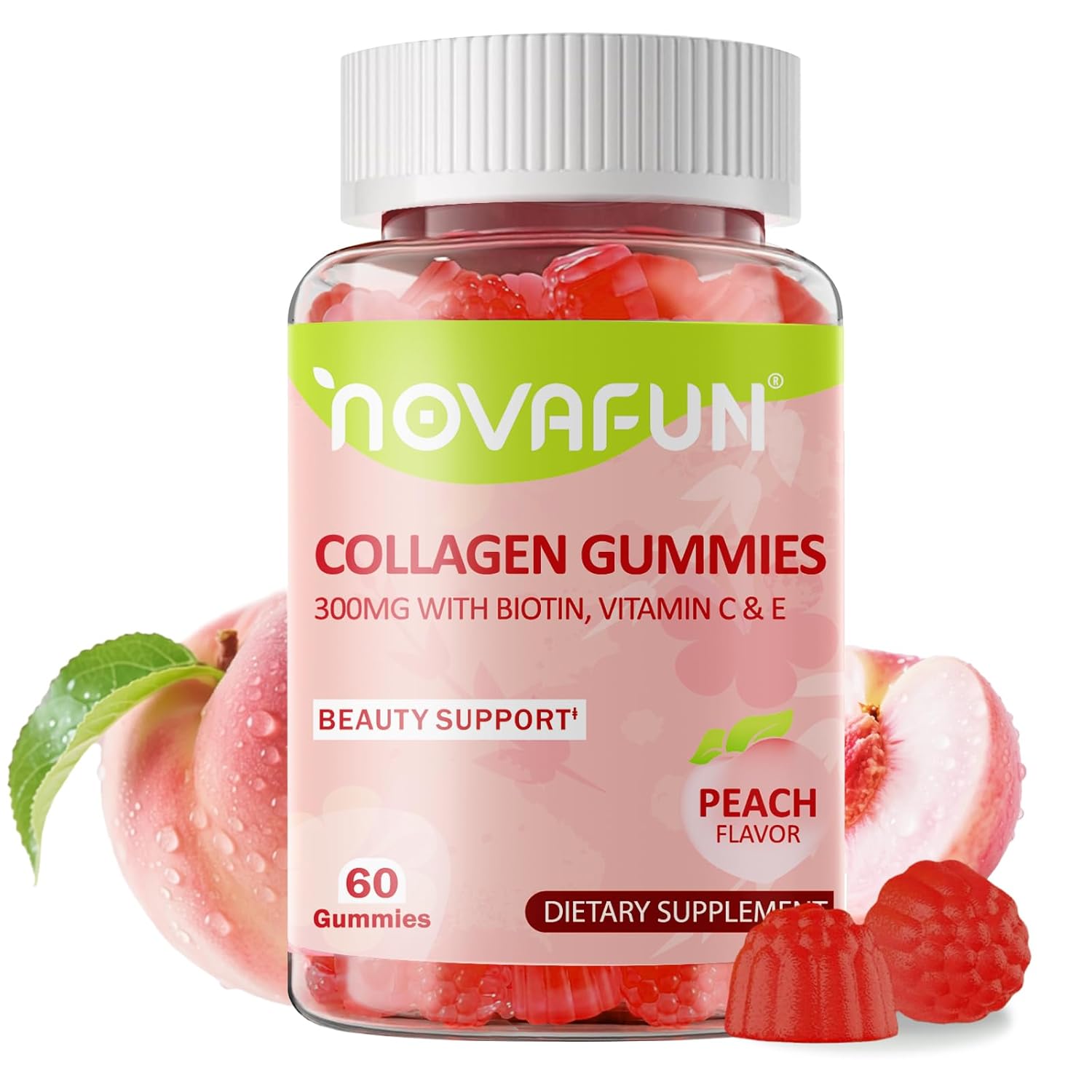 Collagen Gummies for Women - 300mg Collagen with Biotin Vitamins C E - Hair Skin Nails Supplement -