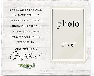 Will You Be My Godfather Picture Frame, Godfather Proposal Gift, Christening Gifts for Godparents, Baptism Photo Frame for 4 x 6 Inch Photo