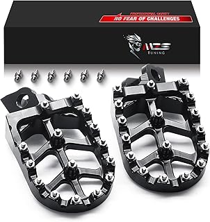 MZS Dirt Bike Foot Pegs, CNC Motocross Footpeg MX Footrest Pedal Black Compatible with KLX140 KLX140G 08-23 / KX65 00-24 / KX80 98-00 / KX85 01-24 / KX100 98-20 / KX112 22-24 / RM65 03-05 / RM100 03