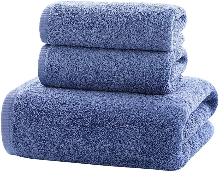Bath Linen 3 Piece Set Bath Towels Towels Hand Towels Quick Dry Soft Cotton Fade Resistant Towels Home Gym Hotel Homeware (Color : White) (Blue)