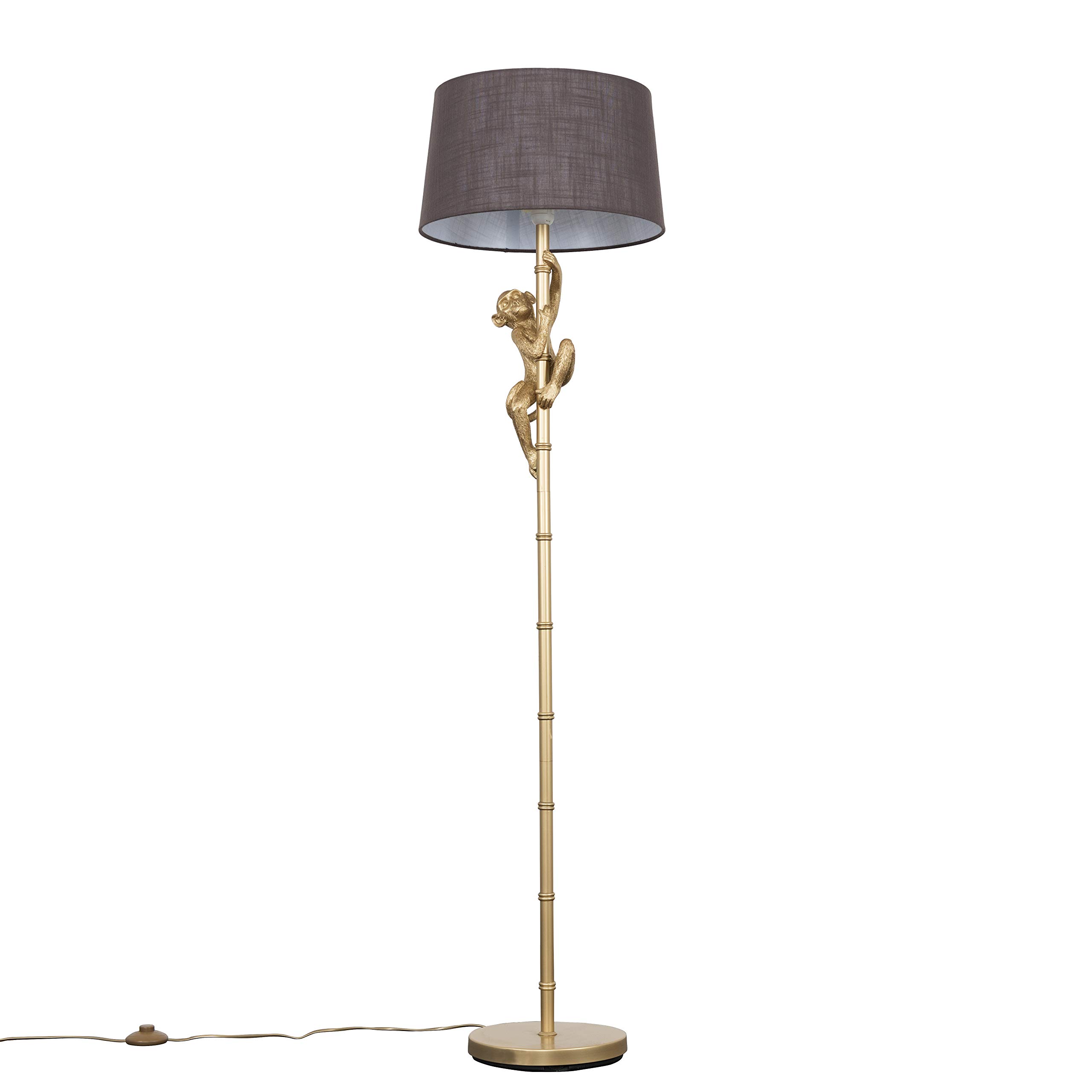 MiniSun | Modern Gold Hanging Monkey Design Floor Lamp with a Grey Tapered Shade | Floor Lamps & Torchieres, Home Décor & Improvement Essential