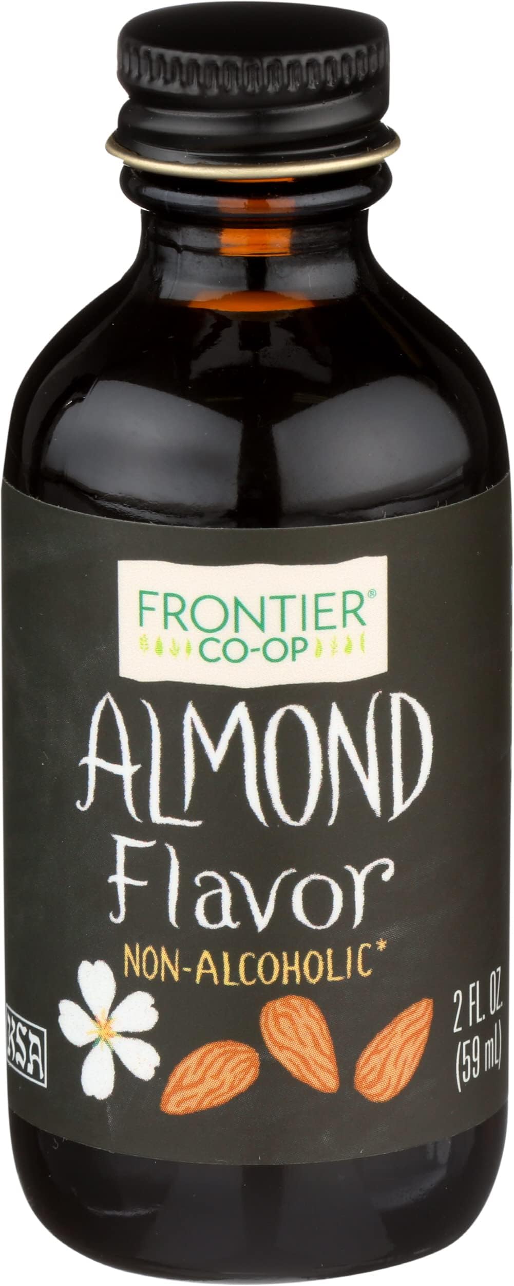 Frontier Co-op Organic Almond Extract, 2 Ounce Glass Jar, Warm Sugar-free Vegan Flavor for Desserts, Coffee and Smoothies