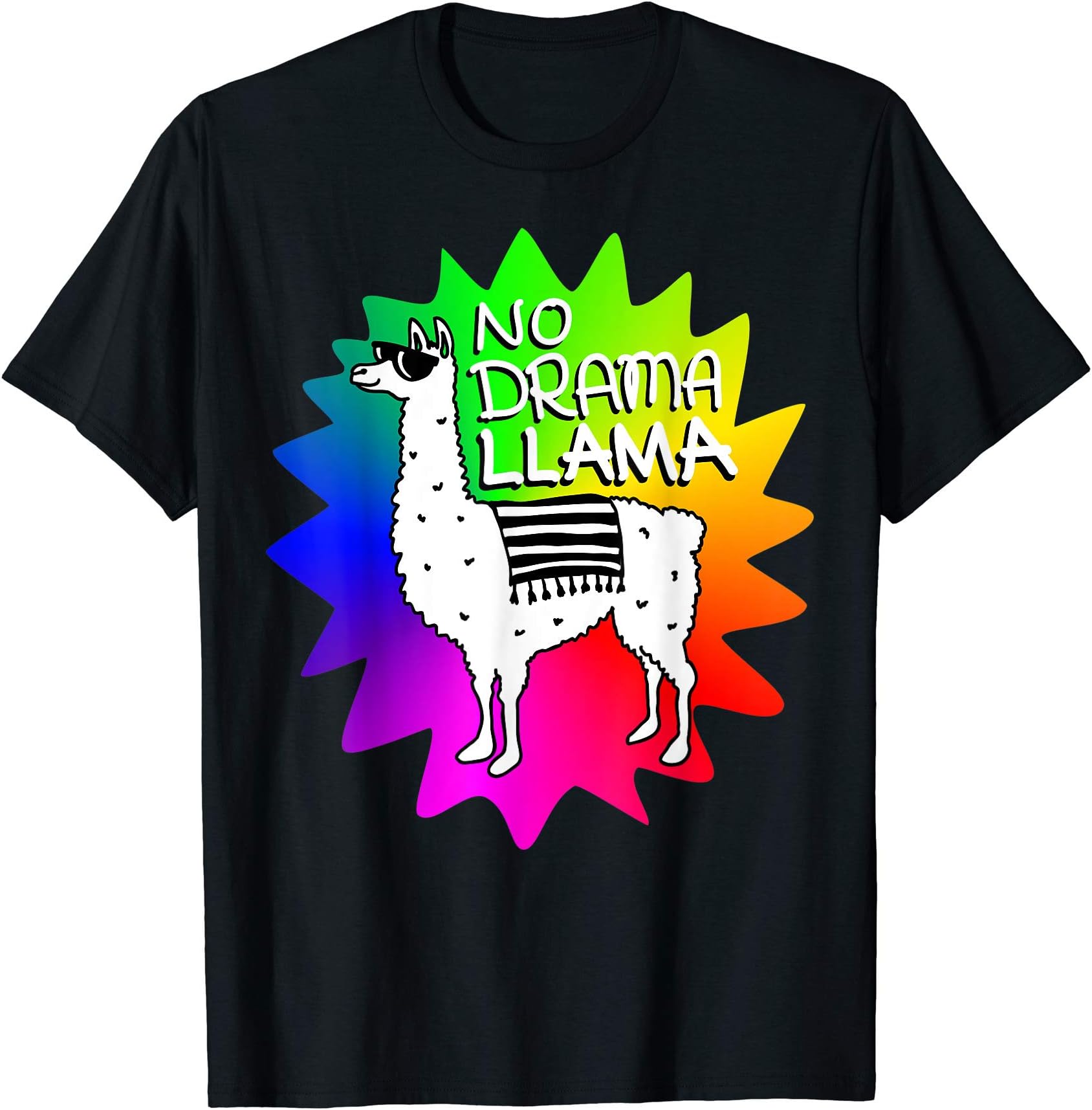 Funny Gifts No Drama Llama Rainbow Color Splash T-Shirt