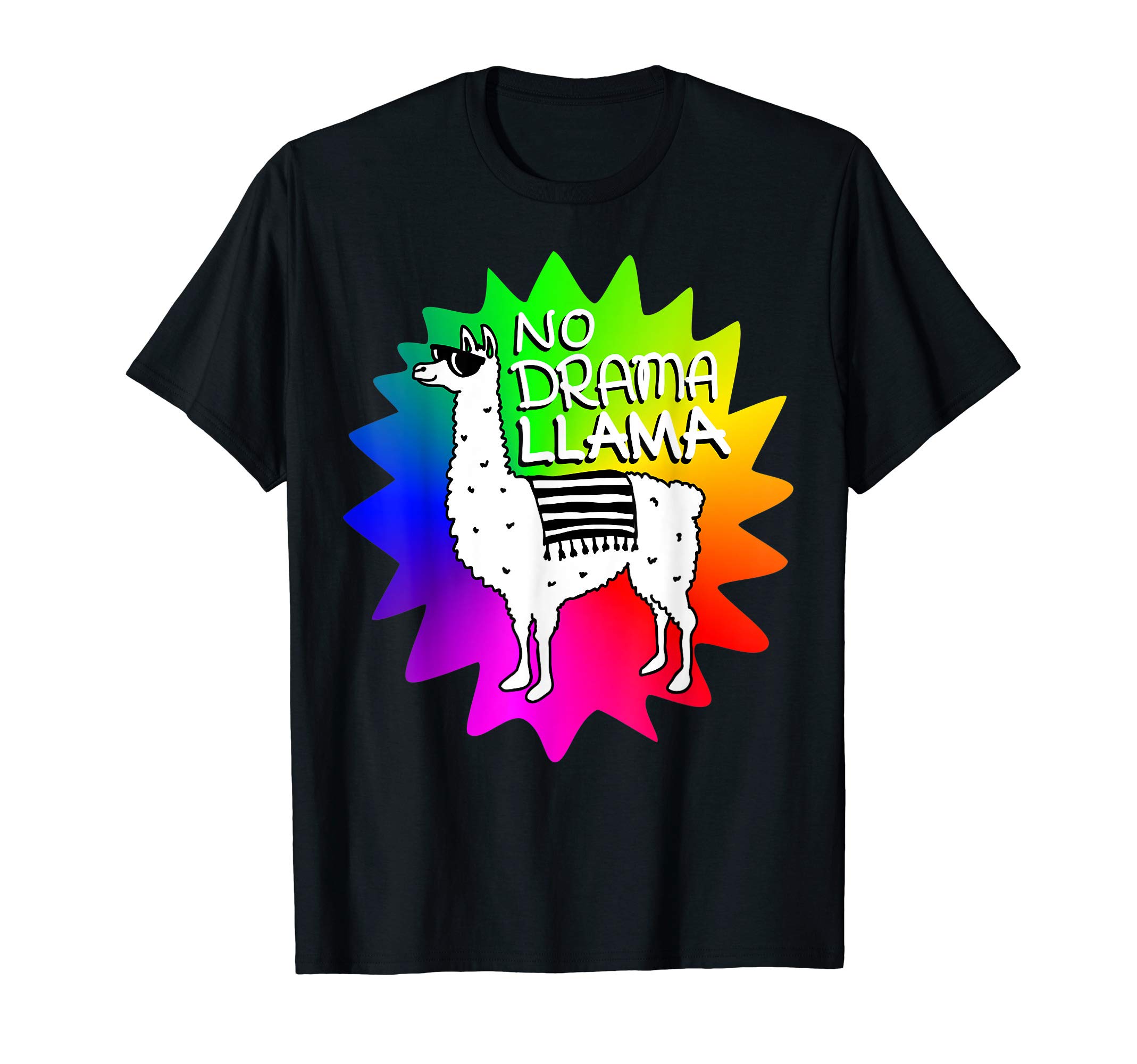 Funny Gifts No Drama Llama Rainbow Color Splash T-Shirt