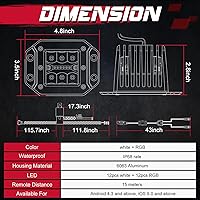 Vista 3 de Luces LED de montaje empotrado RGBW, OFFROADTOWN 5 pulgadas 60W RGBW LED para conducción, trabajo, niebla, fuera de carretera, para camión