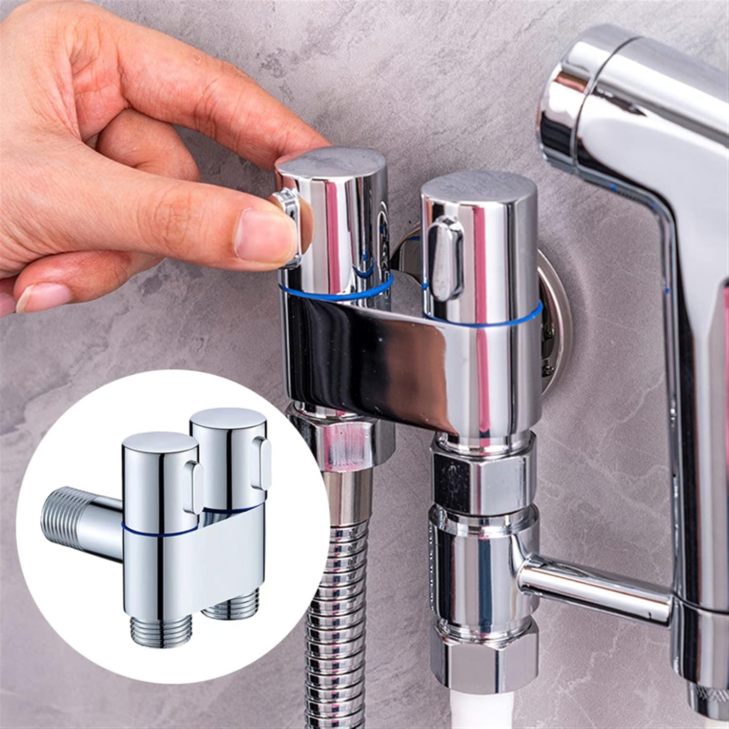 G1/2 Zinc Alloy Three-Way Filling Angle Valve Wall Mount One Into Two Out Water Cleaning Sprayer for Bathroom Toilet Accessories 1Pcs