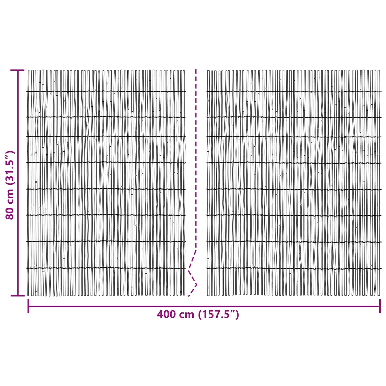 Clôture de jardin en roseau naturel 400 x 80 cm résistante aux intempéries, panneau occultant polyvalent pour terrasse, balcon, piscine, haie et aménagement extérieur