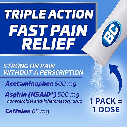 Miniatura 3 de BC MAX Strength - Polvo rápido para aliviar el dolor, sabor a limonada aspirina 500 mg y acetaminofeno 500 mg disolver paquetes, 16 unidades