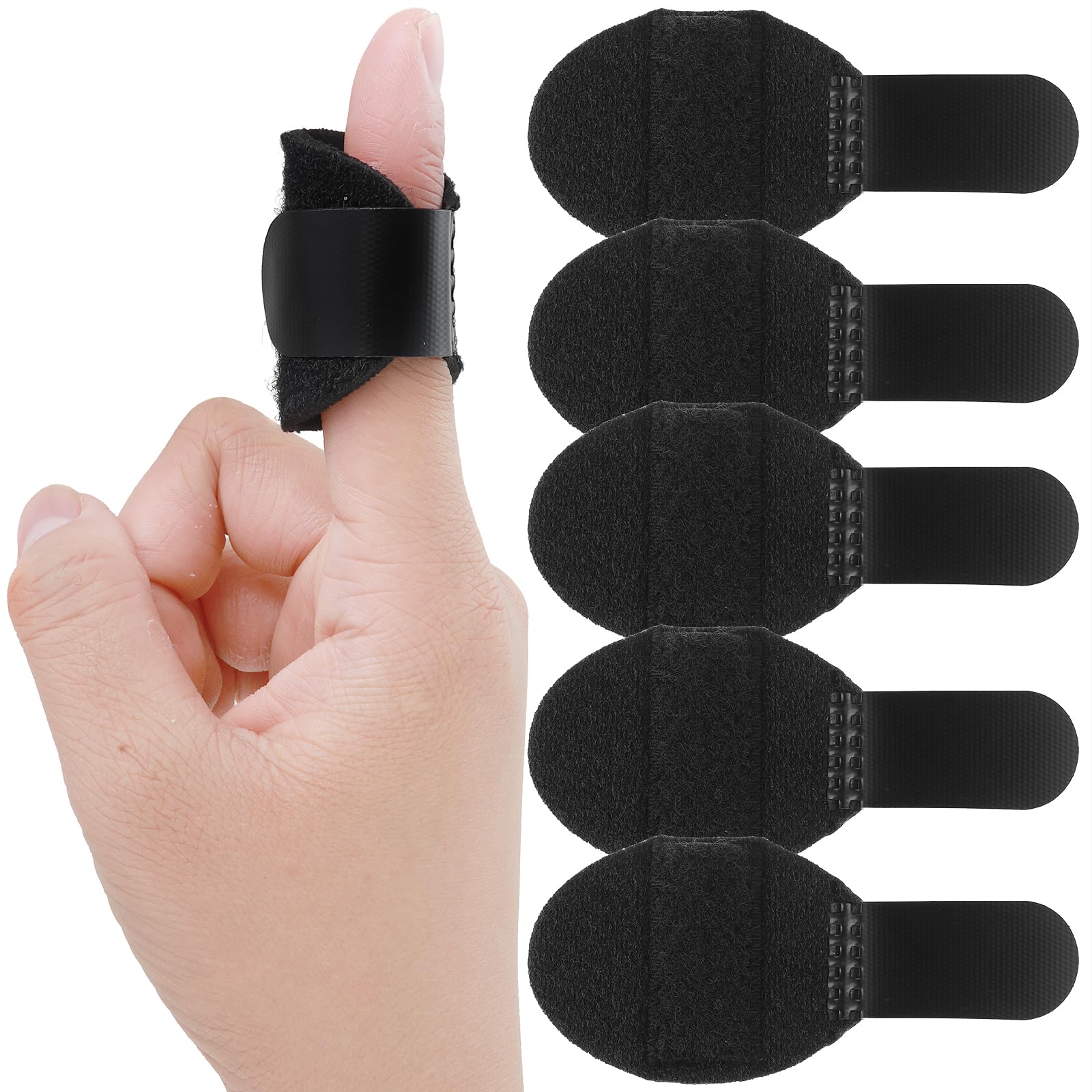 5 Pieces Trigger Finger Splints, Finger Support Brace Finger Stabilizer Kit Trigger Finger Splints Fits for Thumb/Middle/Ring/Index/Pinky Broken Straightening Aarthritis Black