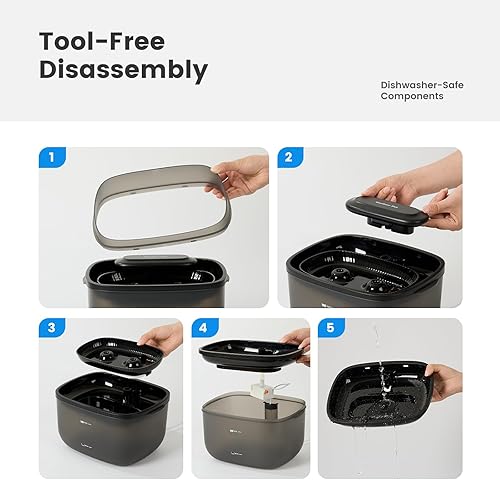 Miniatura 8 de Gardner Pet Fuente de agua para mascotas de 1 galón, fuente de agua para perros Vortex, fuente automática ultra silenciosa para gatos con filtro,