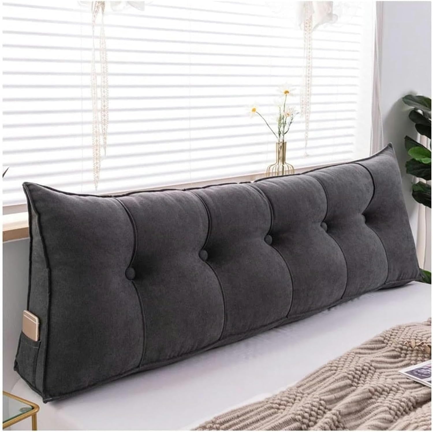 Wedge Headboard Pillows + Bed Wedge Pillow for Rest and Reading, Super Soft Triangular Bedside Cushion, Positioning Support Long Reading Pillows for Bed Daybed Sofa-