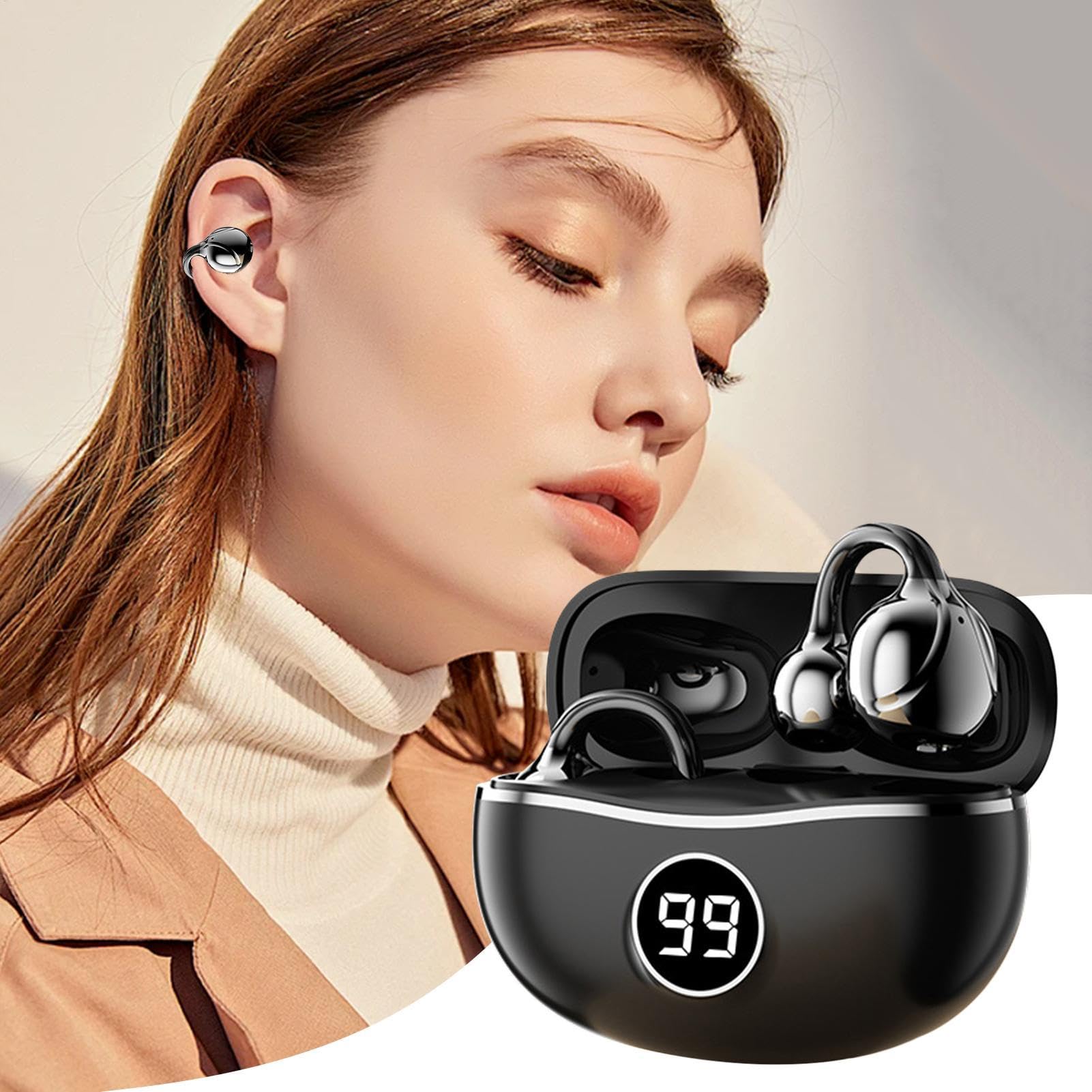 Generisch Cuffie aperte con clip, cuffie per fitness, ABS + PC, auricolari aperti senza fili, comode cuffie per esercizi sportivi che funzionano