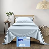 Vista 28 de THREAD SPREAD 100% Sábanas de algodón tamaño Queen - Juego de 4 piezas, 400 hilos, solo sábanas Queen de algodón, suaves, transpirables
