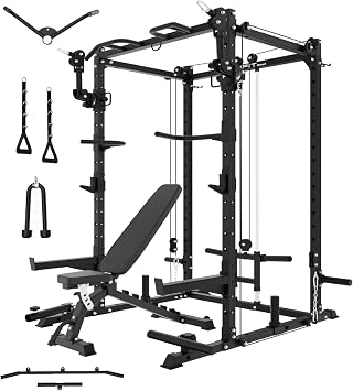 Eonfit E2 Power Rack, Squat Rack for Home Gym Upgrade 21XAluminum Pulleys