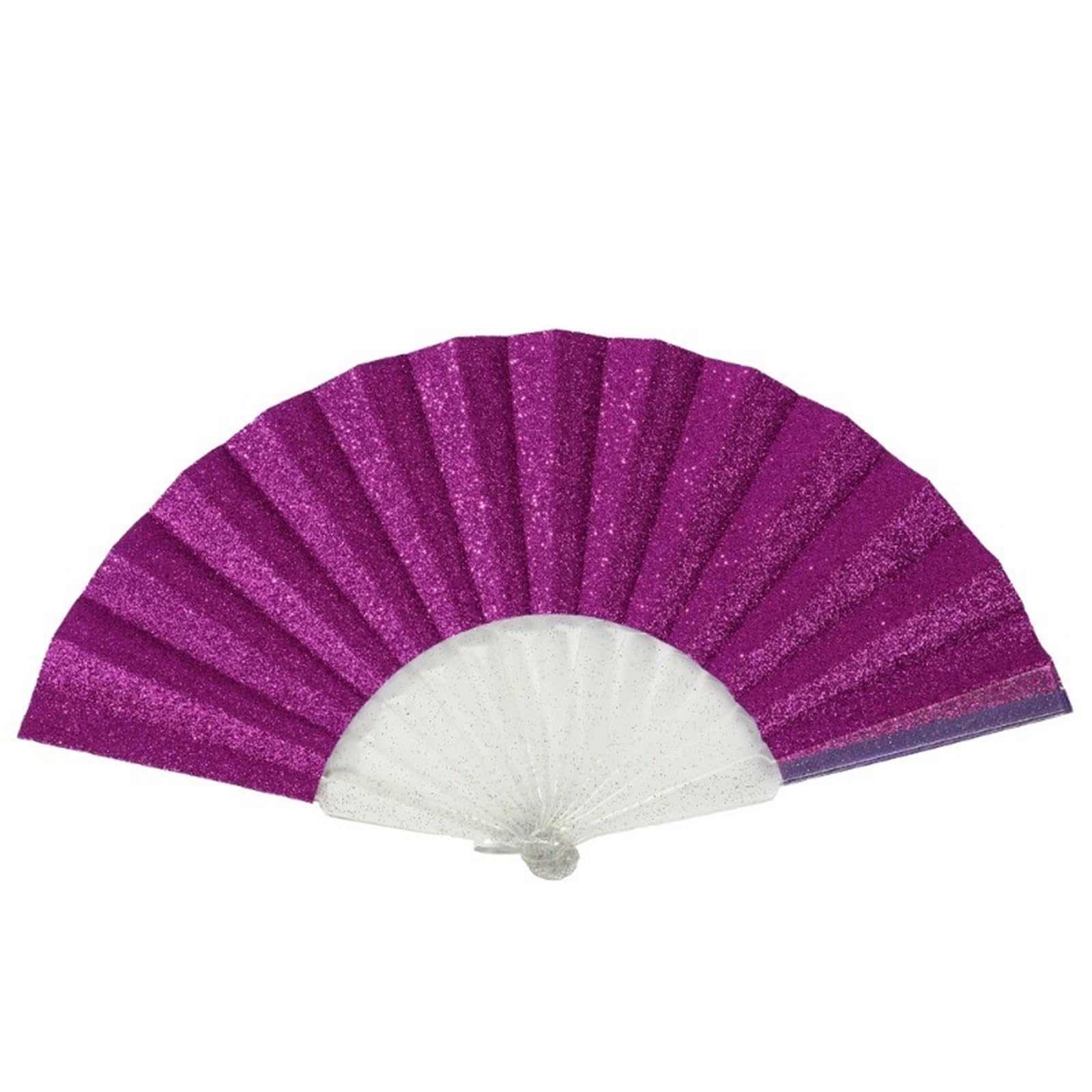 Zeahkri Folding Fans 4pcs Portable Folding Fan Glitter Sparkle Handheld Party Wedding Decoration Favor Dancing Cosplay Gift Fans for Wedding Performance Dancing(A-Purple)