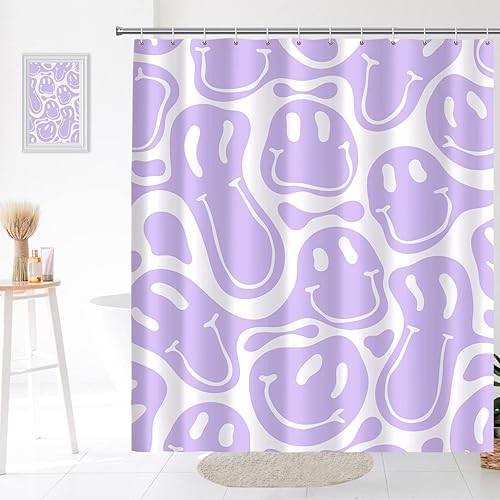 Watbro Cortina de ducha hippie retro, decoración de baño vintage colorida de los años 60 y 70, tela de poliéster impermeable con 12 ganchos, 72 x 72