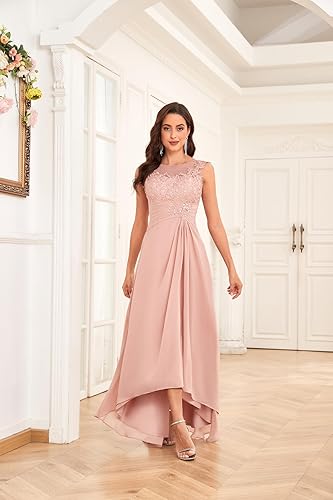 Miniatura 2 de JKMMYO Apliques de encaje madre de los vestidos de novia para boda con cuentas vestido formal de gasa alta baja