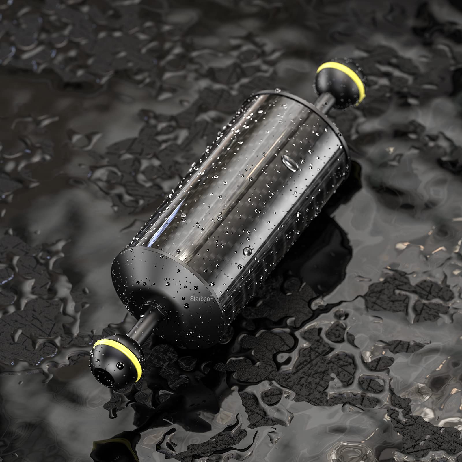 Seafrogs Brazo flotante subacuático de fibra de carbono, brazo de flotabilidad ligero de doble bola para bandeja de buceo, luz de video y estroboscópico, compatible con accesorios de fotografía y