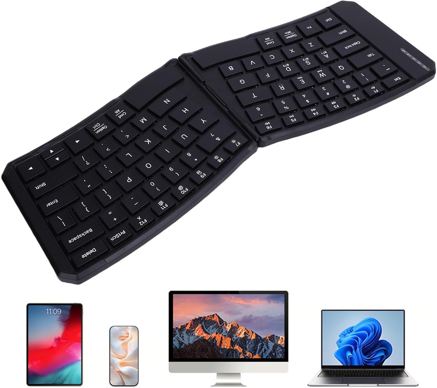 LICAEVEY Ergonomic Foldable Keyboard, Split Portable Compact Bluetooth Key Board, V Shape Split Rechargeable Wireless Bluetooth Folding Keyboard for Business Travel